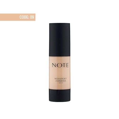 note-detox-protect-foundation-09-beige کرم پودر پمپی دتوکس نوت