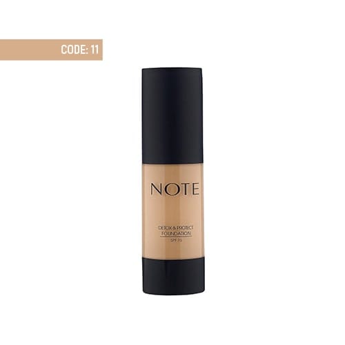 note-detox-protect-foundation-11-medium-beige کرم پودر پمپی دتوکس نوت