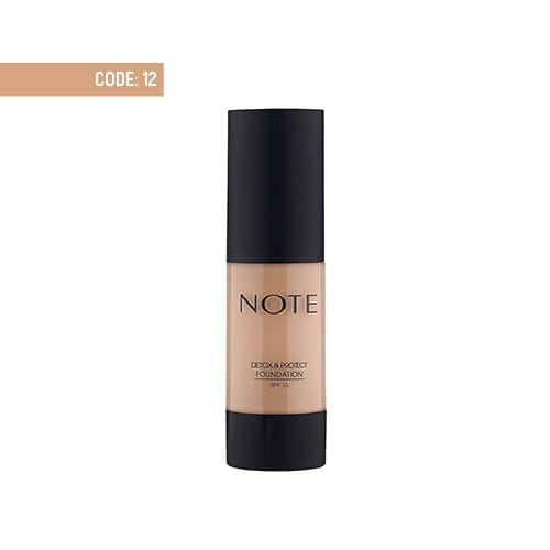 note-detox-protect-foundation-12-sand کرم پودر پمپی دتوکس نوت