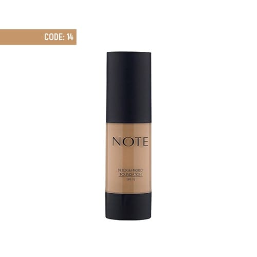 note-detox-protect-foundation-14-dark-honey کرم پودر پمپی دتوکس نوت