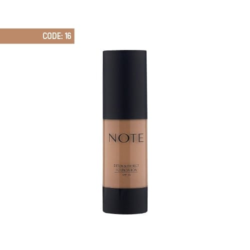 note-detox-protect-foundation-16-sunny کرم پودر پمپی دتوکس نوت