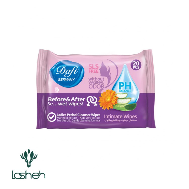 دستمال مرطوب بهداشتی دافی ( مدل لیدیز )بسته ۲۰ عددی دستمال مرطوب بهداشتی دافی ( مدل لیدیز )بسته ۲۰ عددی