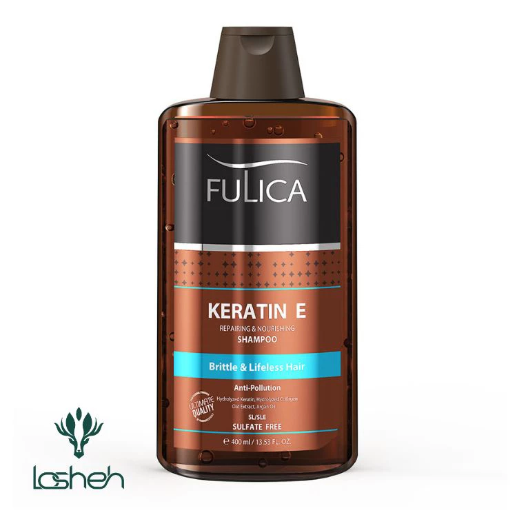 شامپو تقویت کننده مو فولیکا مدل Keratin E|شامپو فولیکا بدون سولفات ترمیم کننده مو حاوی کراتین و روغن آرگان حجم 400 میل شامپو تقویت کننده مو فولیکا مدل Keratin E