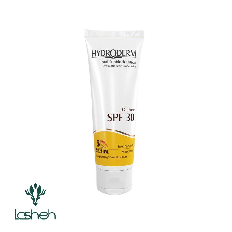 لوسيون ضدآفتاب SPF30 فاقد چربی هیدرودرم|ضد آفتاب SPF30 هیدرودرم مناسب پوست جوش دار لوسيون ضدآفتاب SPF30 فاقد چربی هیدرودرم